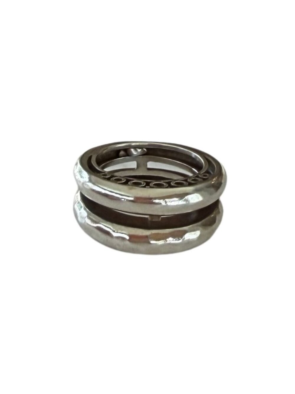 Brighton Silver Stack Ring Set Size 7 Hammered Band Duo Minimal Chic